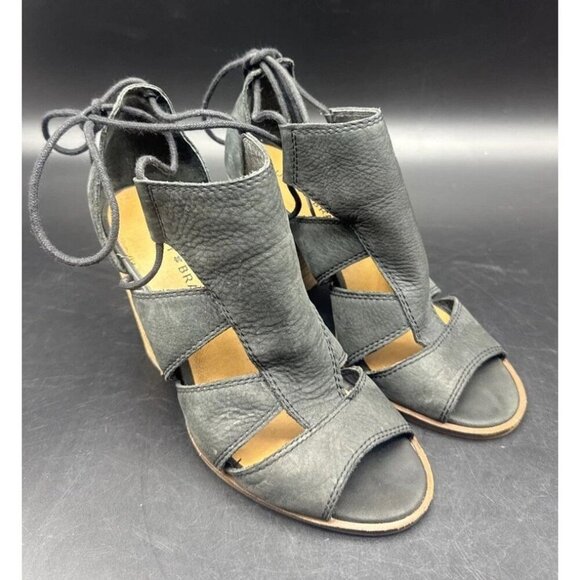 Lucky Brand LK- Lanita Womens Black Open Toe Tie Ankle Heeled Sandal Shoe Sz 7M - Picture 1 of 12